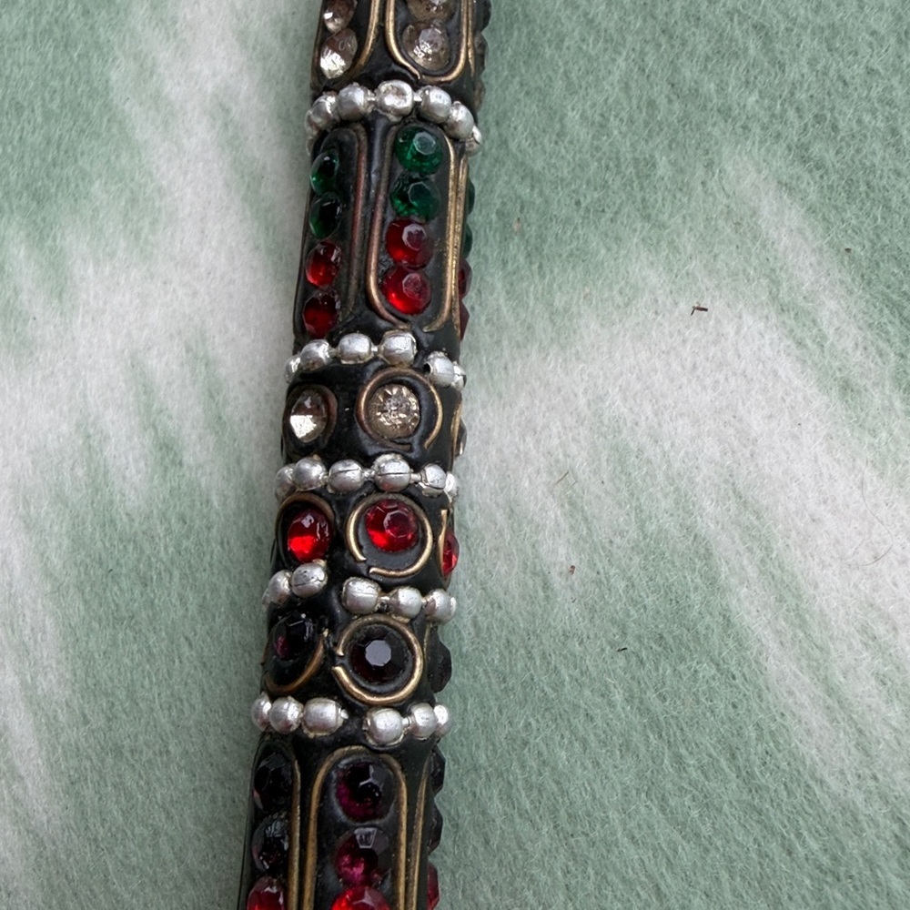 Vintage Silver Candle Snuffer with multi color rhinestone embellishment Handle - Picture 5 of 8
